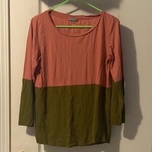 COS Pink and Green Color Block Long Sleeve Top